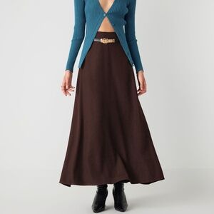 Cider High Waist Solid Pleated Maxi Skirt Size Medium